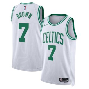 Boston Celtics Nike Association Edition Swingman Jersey - White - Jaylen Brown - Unisex