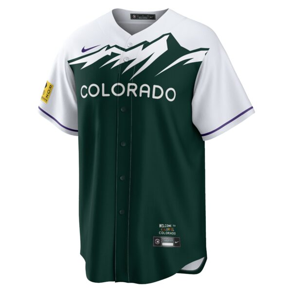 Men’s Colorado Rockies Charlie Blackmon Nike White/Forest Green City Connect Replica Player Jersey