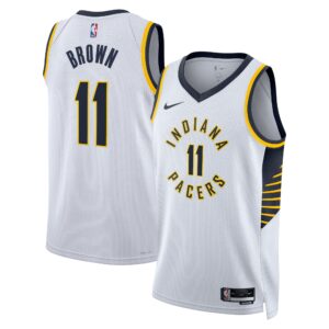 Indiana Pacers Nike Association Edition Swingman Jersey - White - Bruce Brown - Unisex