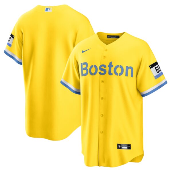 Men’s Boston Red Sox Nike Gold/Light Blue City Connect Replica Jersey