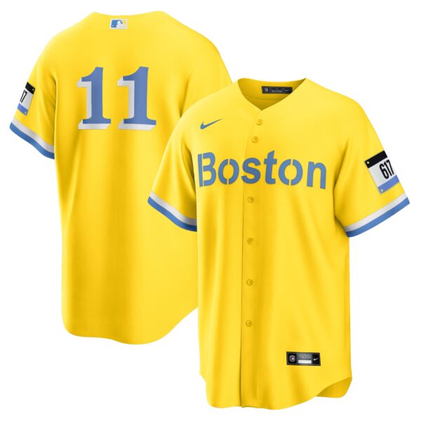 Men’s Boston Red Sox Rafael Devers Nike Gold/Light Blue City Connect Replica Player Jersey