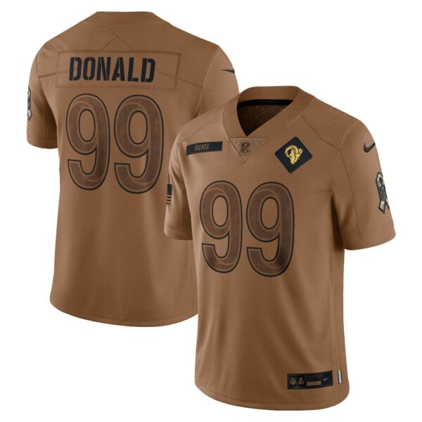 Men’s Los Angeles Rams Aaron Donald Nike Brown 2023 Salute To Service Limited Jersey