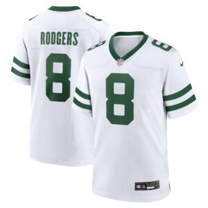 Men's New York Jets Aaron Rodgers Nike White Legacy Player Game Jersey