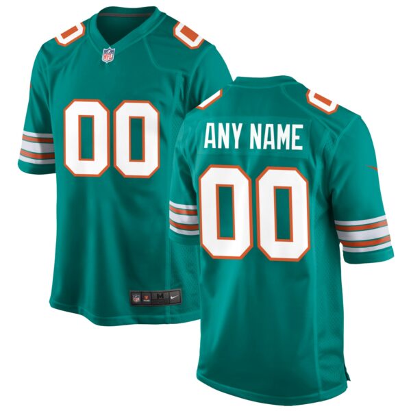 Men’s Miami Dolphins Nike Aqua Alternate Custom Game Jersey