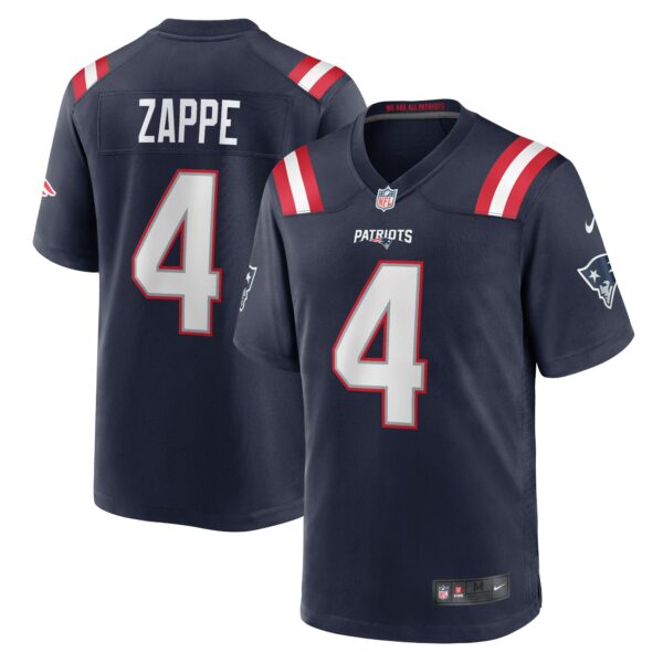 Men’s New England Patriots Bailey Zappe Nike Navy Game Player Jersey