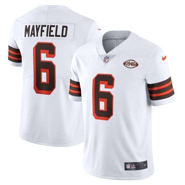 Men’s Cleveland Browns Baker Mayfield Nike White 1946 Collection Alternate Vapor Limited Jersey