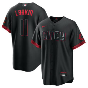 Men's Cincinnati Reds Barry Larkin Nike Black 2023 City Connect Replica Player Jersey