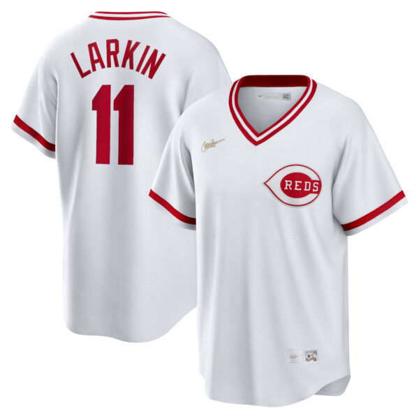 Men’s Cincinnati Reds Barry Larkin Nike White Home Cooperstown Collection Player Jersey