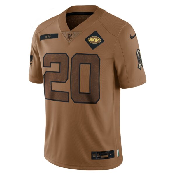 Men’s New York Jets Breece Hall Nike Brown 2023 Salute To Service Limited Jersey