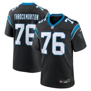 Men's Carolina Panthers Calvin Throckmorton Nike Black Team Game Jersey