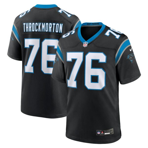 Men’s Carolina Panthers Calvin Throckmorton Nike Black Team Game Jersey