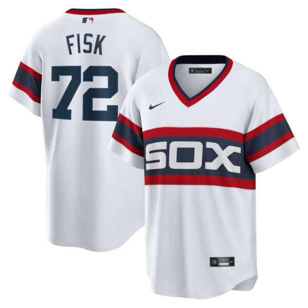 Men’s Chicago White Sox Carlton Fisk Nike White Home Cooperstown Collection Team Player Jersey