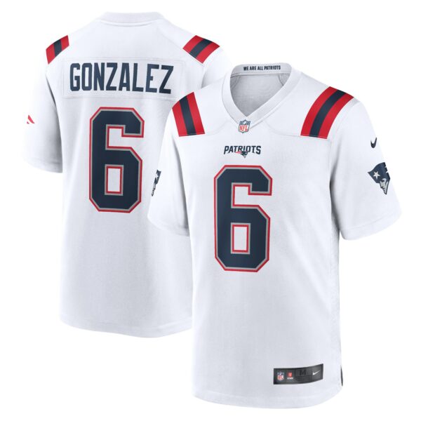 Men’s New England Patriots Christian Gonzalez Nike White Game Jersey