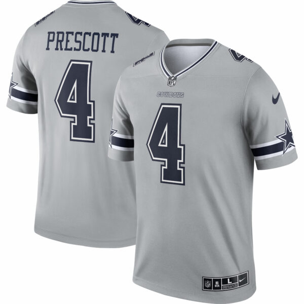 Men’s Dallas Cowboys Dak Prescott Nike Gray Inverted Legend Jersey