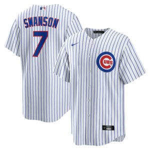 Men's Chicago Cubs Dansby Swanson Nike White Replica Player Jersey