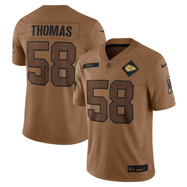 Men’s Kansas City Chiefs Derrick Thomas Nike Brown 2023 Salute To Service Retired Player Limited Jersey