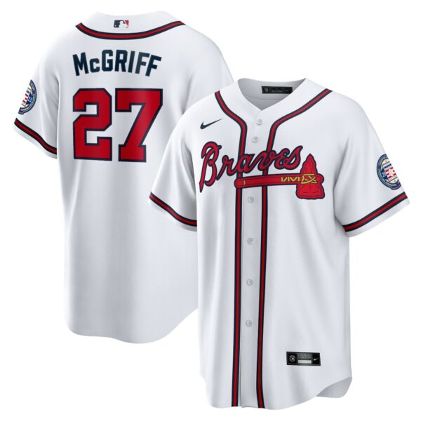 Men’s Atlanta Braves Fred McGriff Nike White 2023 Hall of Fame Patch Inline Replica Jersey