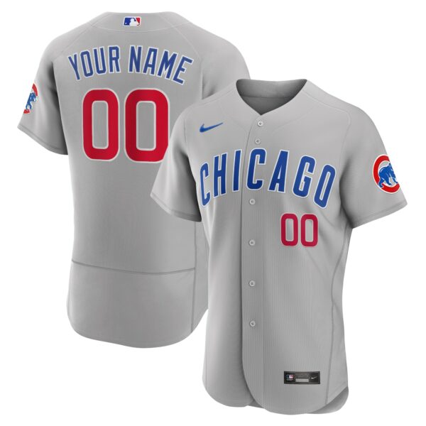 Men’s Chicago Cubs Nike Gray Road Authentic Custom Jersey