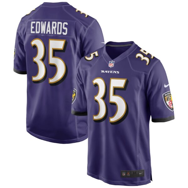 Men’s Baltimore Ravens Gus Edwards Nike Purple Game Jersey