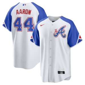 Men's Atlanta Braves Hank Aaron Nike White 2023 City Connect Replica Player Jersey