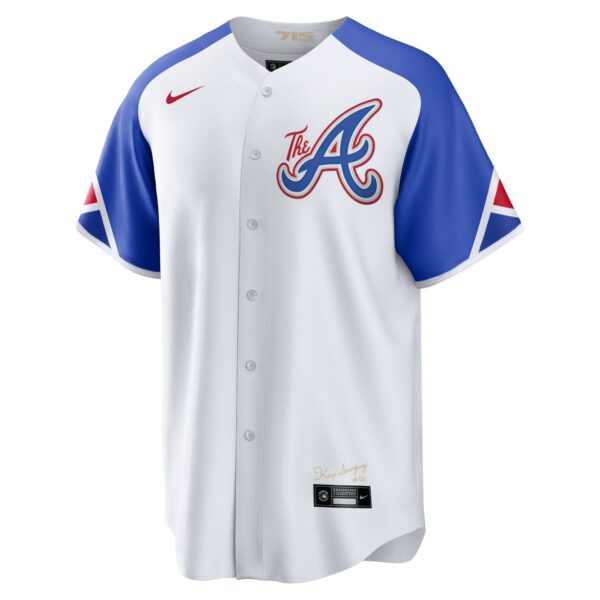 Men’s Atlanta Braves Hank Aaron Nike White 2023 City Connect Replica Player Jersey