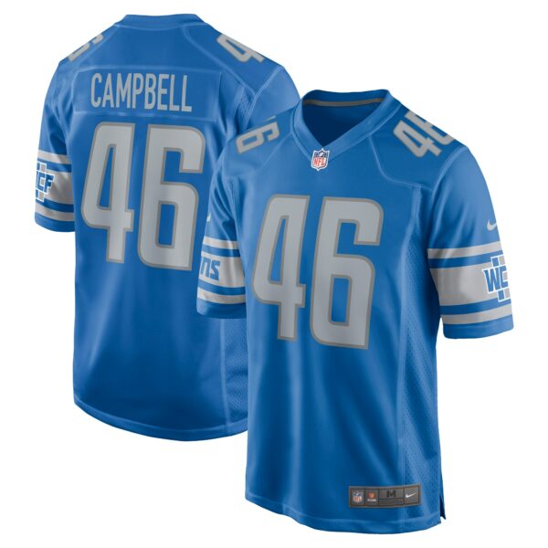 Men’s Detroit Lions Jack Campbell Nike Blue 2023 NFL Draft First Round Pick Game Jersey