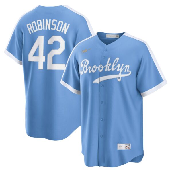 Men’s Brooklyn Dodgers Jackie Robinson Nike Light Blue Alternate Cooperstown Collection Player Jersey