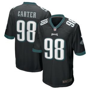 Men's Philadelphia Eagles Jalen Carter Nike Black Alternate Team Game Jersey