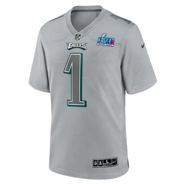 Men’s Philadelphia Eagles Jalen Hurts Nike Gray Super Bowl LVII Patch Atmosphere Fashion Game Jersey