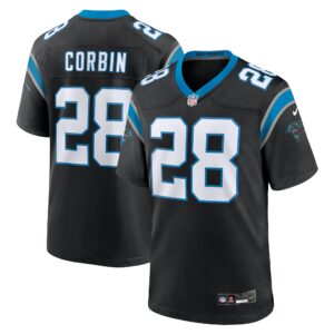 Men's Carolina Panthers Jashaun Corbin Nike Black Team Game Jersey