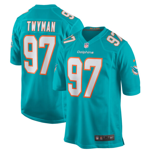 Men’s Miami Dolphins Jaylen Twyman Nike Aqua Home Game Player Jersey