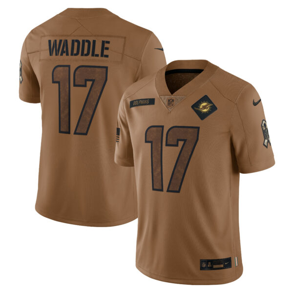 Men’s Miami Dolphins Jaylen Waddle Nike Brown 2023 Salute To Service Limited Jersey