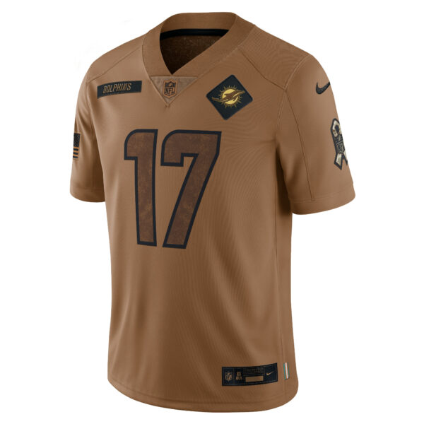 Men’s Miami Dolphins Jaylen Waddle Nike Brown 2023 Salute To Service Limited Jersey