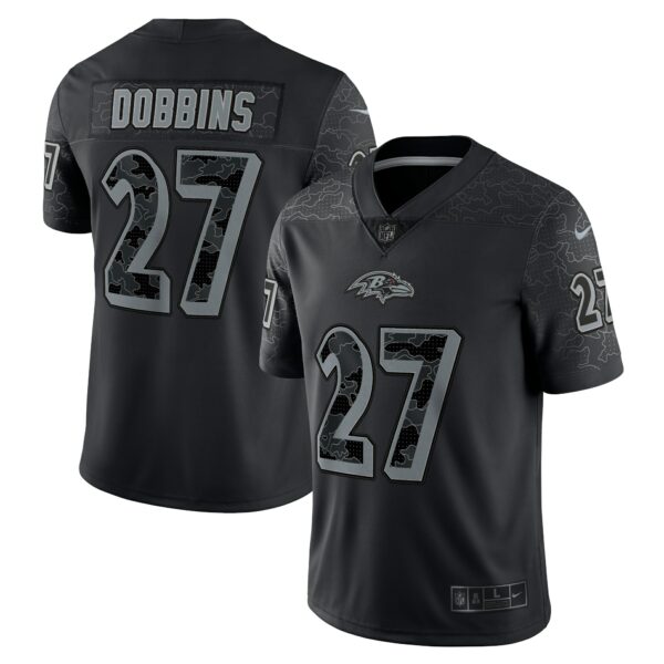 Men’s Baltimore Ravens J.K. Dobbins Nike Black RFLCTV Limited Jersey