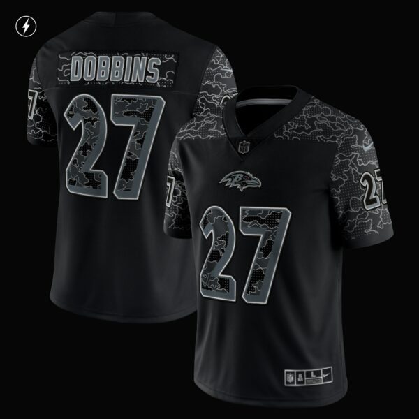 Men’s Baltimore Ravens J.K. Dobbins Nike Black RFLCTV Limited Jersey