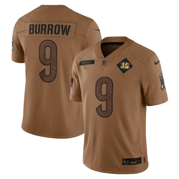 Men’s Cincinnati Bengals Joe Burrow Nike Brown 2023 Salute To Service Limited Jersey