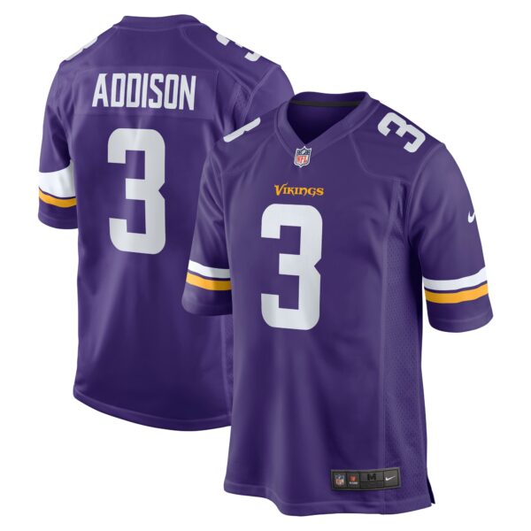 Men’s Minnesota Vikings Jordan Addison Nike Purple 2023 NFL Draft First Round Pick Game Jersey