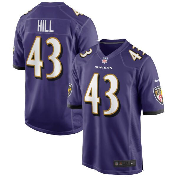 Men’s Baltimore Ravens Justice Hill Nike Purple Game Jersey