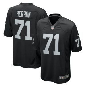 Men's Las Vegas Raiders Justin Herron Nike Black Team Game Jersey