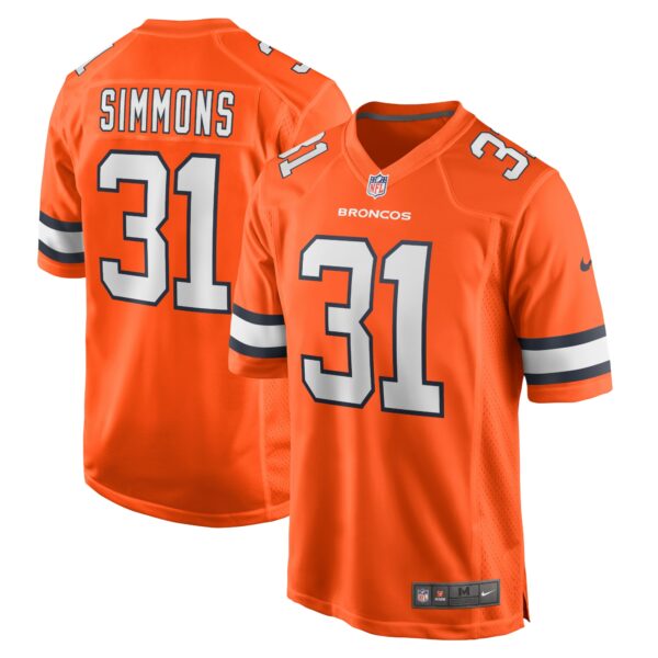 Men’s Denver Broncos Justin Simmons Nike Orange Alternate Game Jersey