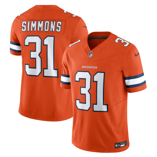 Men’s Denver Broncos Justin Simmons Nike Orange Vapor F.U.S.E. Limited Jersey