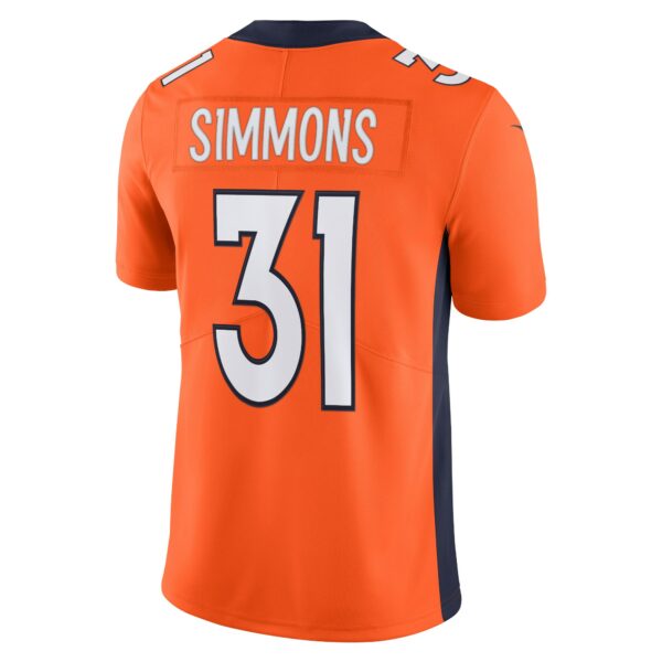 Men’s Denver Broncos Justin Simmons Nike Orange Vapor Limited Jersey