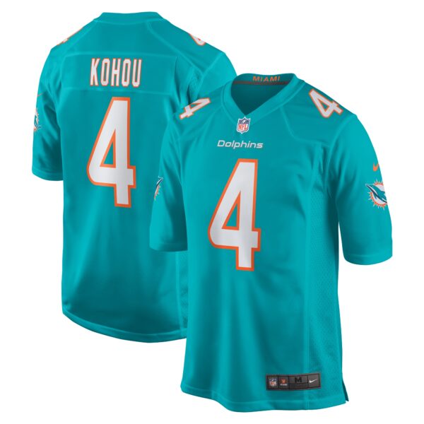 Men’s Miami Dolphins Kader Kohou Nike Aqua Game Player Jersey