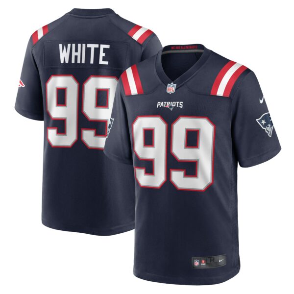 Men’s New England Patriots Keion White Nike Navy Team Game Jersey