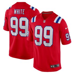 Men's New England Patriots Keion White Nike Red Alternate Team Game Jersey