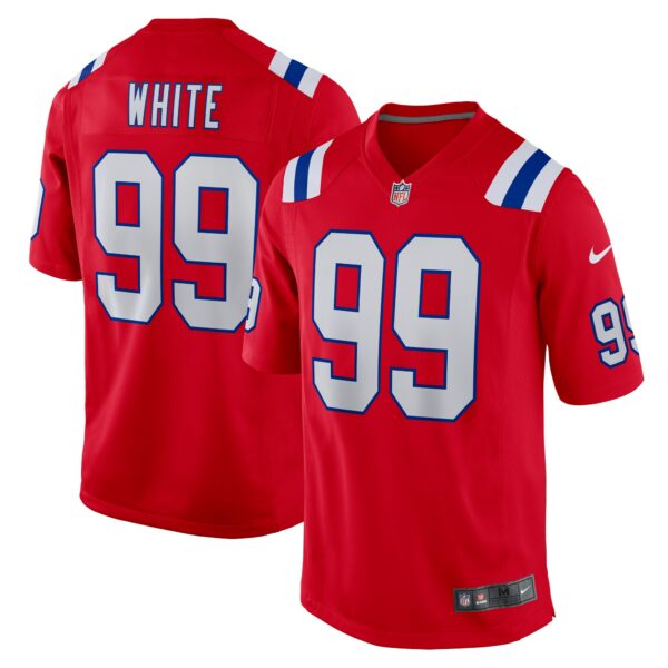 Men’s New England Patriots Keion White Nike Red Alternate Team Game Jersey