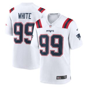 Men's New England Patriots Keion White Nike White Game Jersey