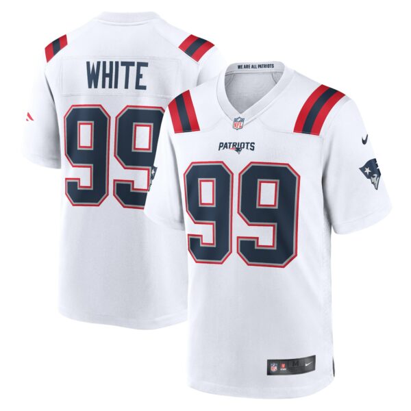 Men’s New England Patriots Keion White Nike White Game Jersey