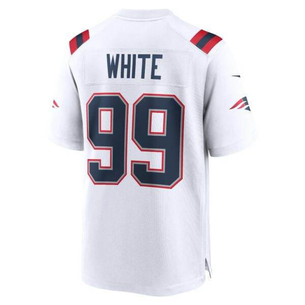 Men’s New England Patriots Keion White Nike White Game Jersey