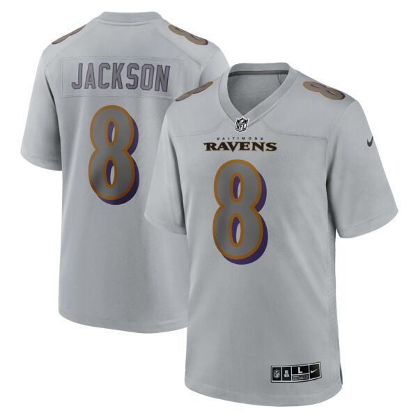 Men’s Baltimore Ravens Lamar Jackson Nike Gray Atmosphere Fashion Game Jersey